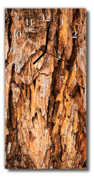 Ceas de perete din sticla vertical Natura scoarta de copac maro
