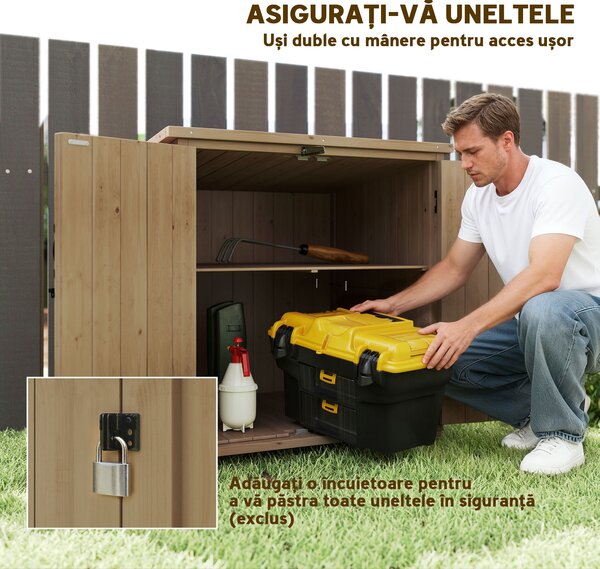 Outsunny Dulap de Depozitare din Lemn pentru Gradina | Aosom Romania