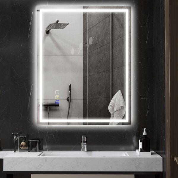 HOMCOM Oglindă Baie Bluetooth LED Antiabur Tactil | Aosom Romania