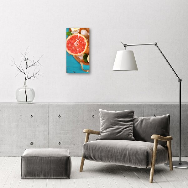 Ceas de perete din sticla vertical Bucătărie grapefruit fructe de culoare