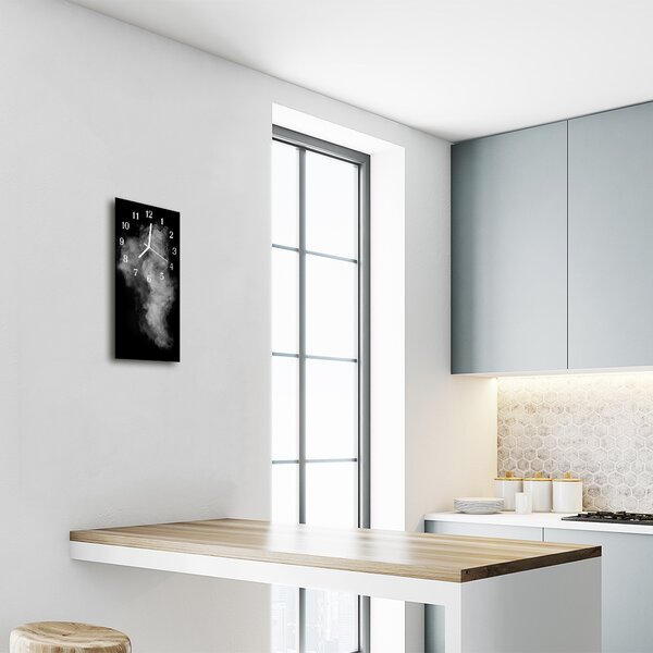 Ceas de perete din sticla vertical Fum alb-negru abstractizare