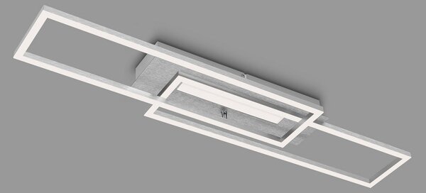 Briloner Frame Mid plafonieră LED, 3.000 K, aluminiu, Metalic, Camera de zi / sufragerie, Metal, Modern, Plafon cu flacără multiplă