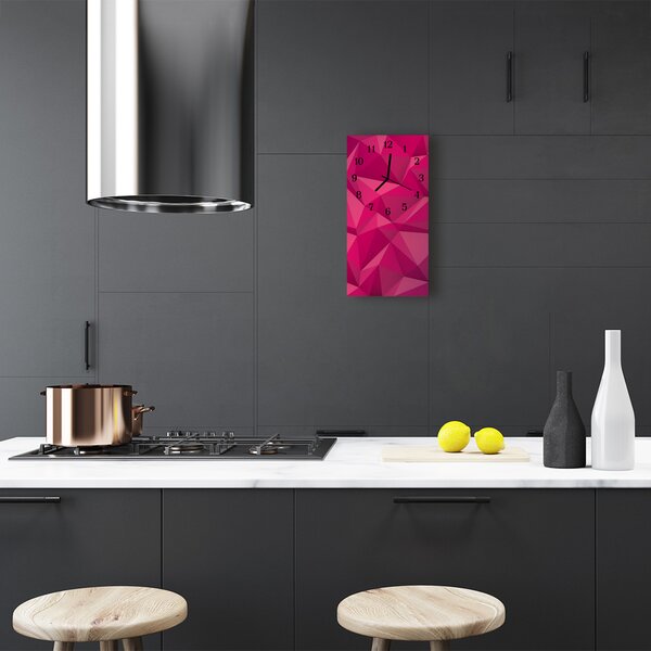 Ceas de perete din sticla vertical Arta grafica 3d roz