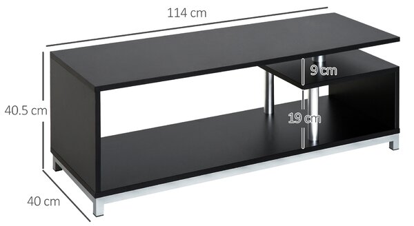 HOMCOM Mobilier TV Modern din Lemn, Suport Televizor Elegant, Negru, 114x40x40.5cm | Aosom Romania
