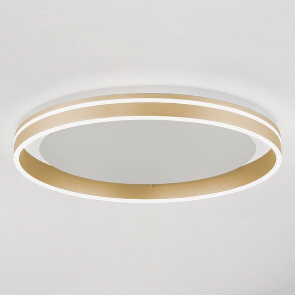 Q-Smart-Home Paul Neuhaus Q-VITO Plafonieră cu LED, Ø 60cm, reglabil, Auriu / Alamă, Camera de zi / sufragerie, Metal, Modern
