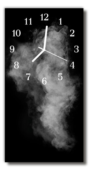 Ceas de perete din sticla vertical Fum alb-negru abstractizare