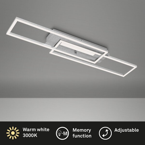 Briloner Frame Mid plafonieră LED, 3.000 K, aluminiu, Metalic, Camera de zi / sufragerie, Metal, Modern, Plafon cu flacără multiplă