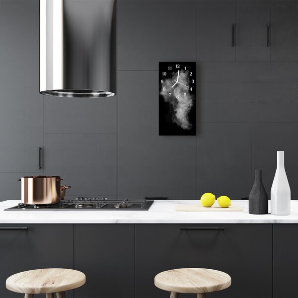 Ceas de perete din sticla vertical Fum alb-negru abstractizare