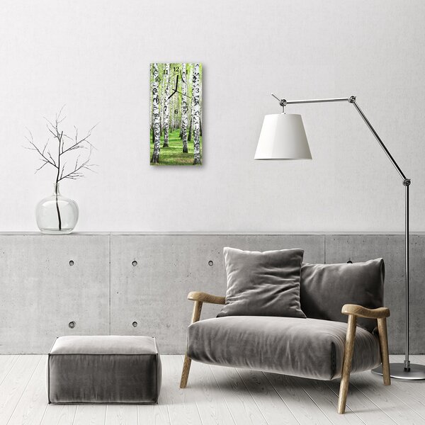 Ceas de perete din sticla vertical Culoare natura birch