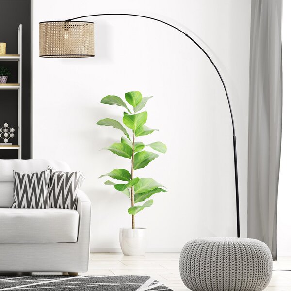 Brilliant Wiley lampadar arcuit cu ratan, Negru, Camera de zi / sufragerie, Metal