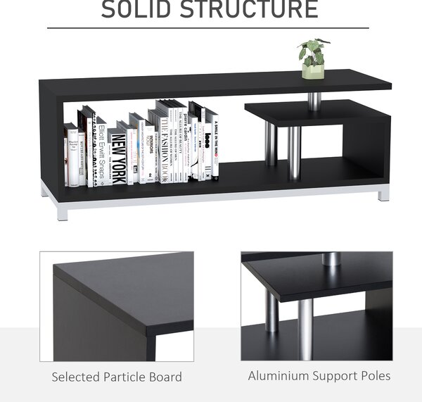 HOMCOM Mobilier TV Modern din Lemn, Suport Televizor Elegant, Negru, 114x40x40.5cm | Aosom Romania