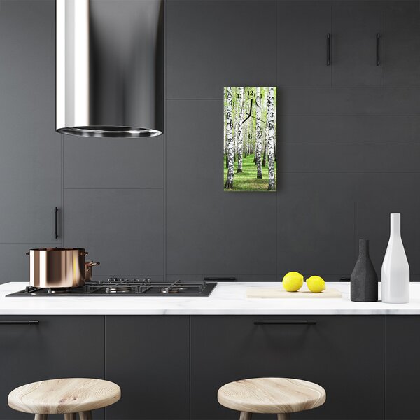 Ceas de perete din sticla vertical Culoare natura birch