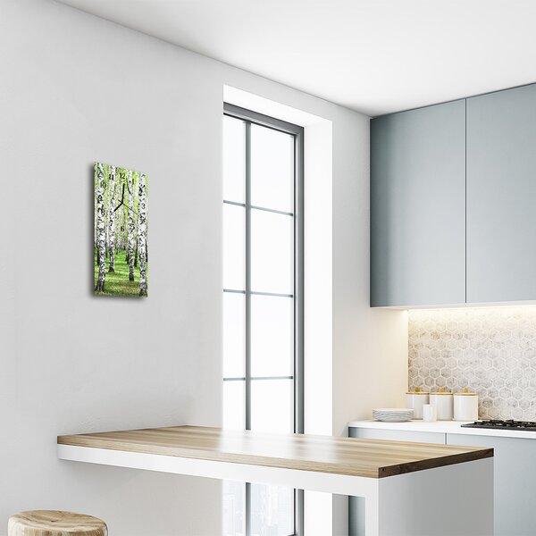 Ceas de perete din sticla vertical Culoare natura birch