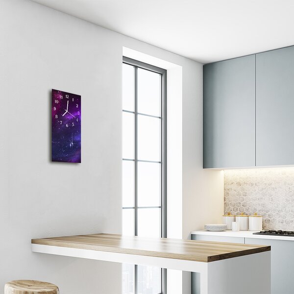 Ceas de perete din sticla vertical Galaxy spațiu violet