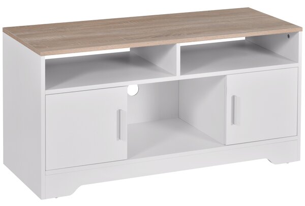Mobilier pentru TV pana la 42", din fibra de lemn, 105x40x52cm, Alb si lemn natural HOMCOM | Aosom Romania