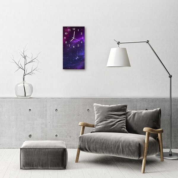 Ceas de perete din sticla vertical Galaxy spațiu violet