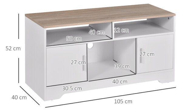 Mobilier pentru TV pana la 42", din fibra de lemn, 105x40x52cm, Alb si lemn natural HOMCOM | Aosom Romania