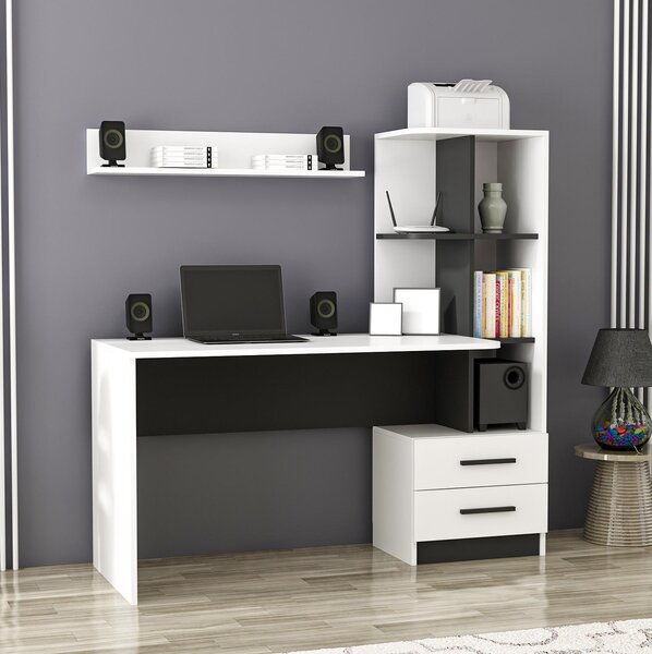 Masă PC Aslan (Alb + Negru). 1088786