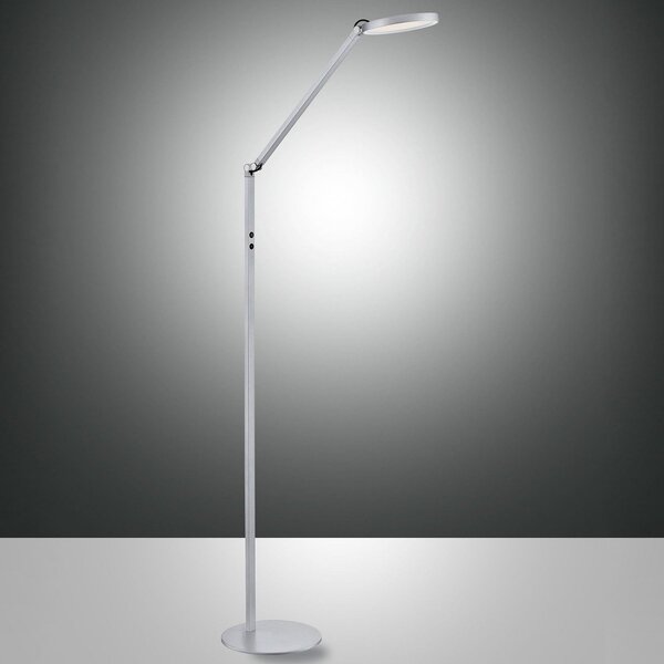 Fabas Luce Lampă de podea LED Regina, 1 bec, aluminiu, reglabil, Metalic, Camera de zi / sufragerie, Metal, Modern