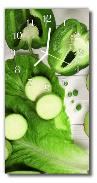 Ceas de perete din sticla vertical Legume bucătărie ardei verde