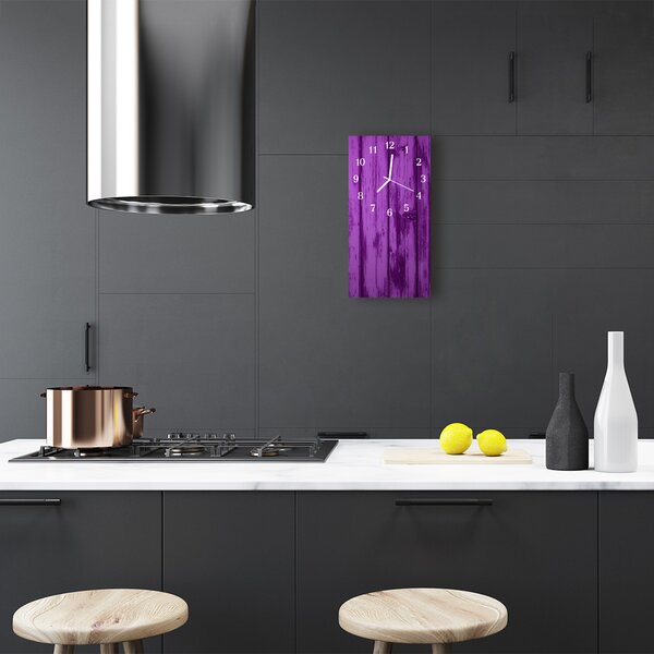Ceas de perete din sticla vertical Lemn violet