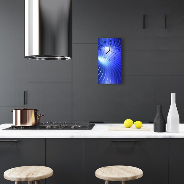 Ceas de perete din sticla vertical Vortex albastru