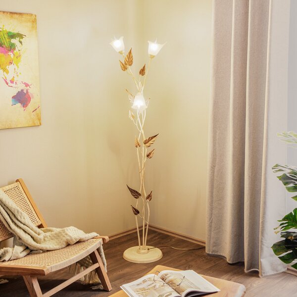 ONLI Lampadar Vanda în stil florentin, fildeș, Bej, Camera de zi / sufragerie, Metal, Florentin