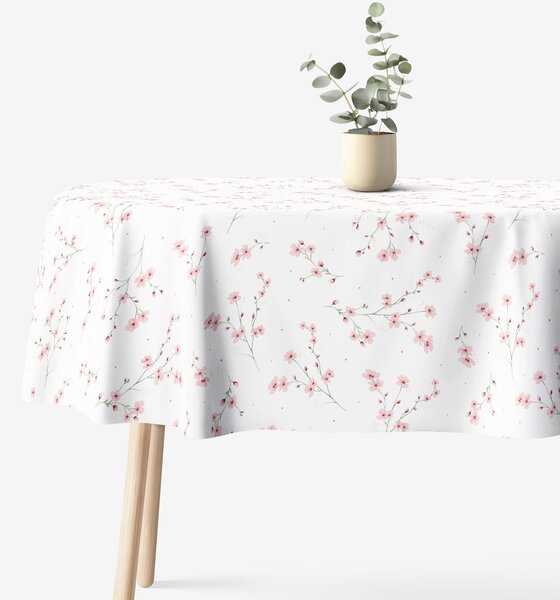 Goldea față de masă 100% bumbac - sakura înflorită - ovală 120 x 160 cm