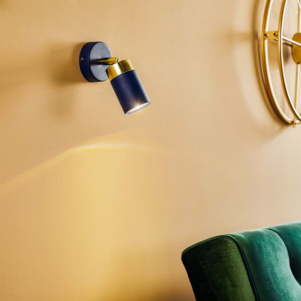 Eko-Light Spot de perete Joker, 1 bec, albastru-auriu, reglabil, Albastru, Camera de zi / sufragerie, Metal