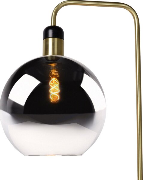 Lucide Lampă de podea Julius cu bază din marmură, negru/auriu, Negru, Camera de zi / sufragerie, Sticlă, Modern
