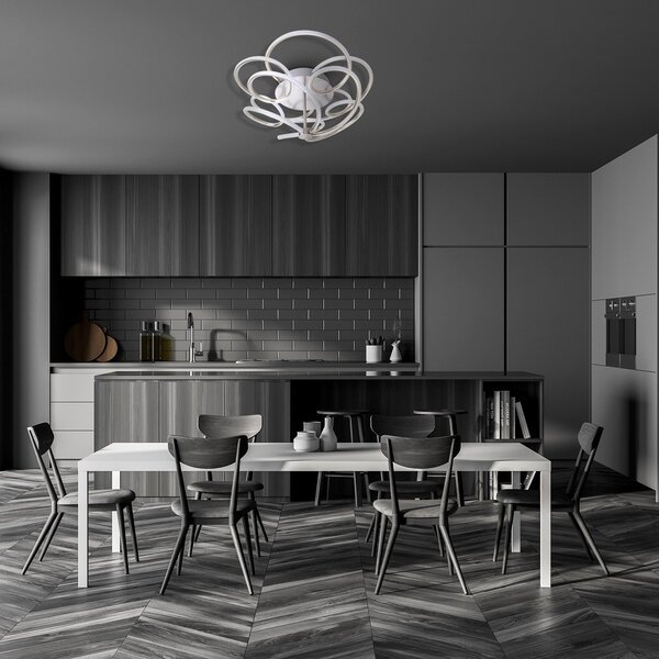 Näve Plafonieră LED Rizado, step-dim, nichel satin, reglabil, Gri, Camera de zi / sufragerie, Metal, Modern