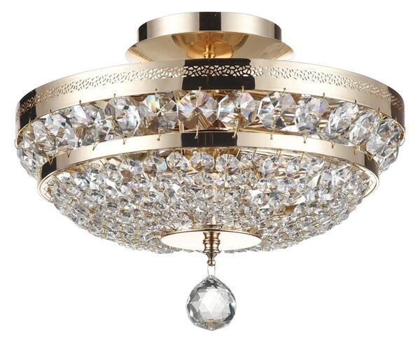 Maytoni Plafonieră Ottilia, cristale, Ø 32 cm, reglabil, Auriu / Alamă, Camera de zi / sufragerie, Metal