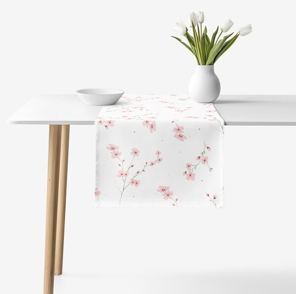 Goldea napron de masă 100% bumbac - sakura înflorită 20x140 cm
