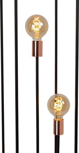 Lucide Lampă de podea Arthur cu ramă metalică, trei lumini, Negru, Camera de zi / sufragerie, Metal, Modern