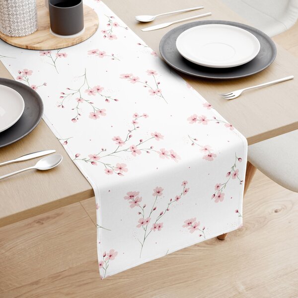 Goldea napron de masă 100% bumbac - sakura înflorită 20x140 cm