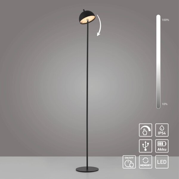 Schöner Wohnen 19245-18 - Lampă de podea LED dimmabilă BELLIS, 2,5W/5V, IP54, neagră