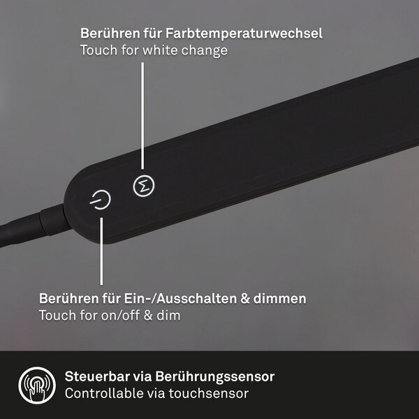 Briloner Servo lampadar LED, reglabil, CCT, negru, reglabil, Negru, Studiu / Birou, Metal, Modern, Lumină de lectură