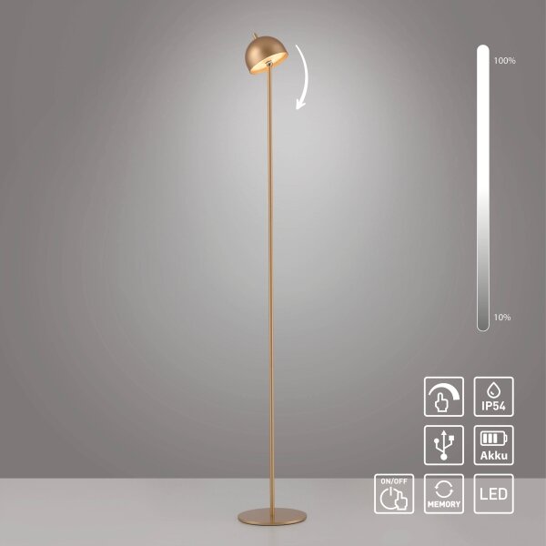 Schöner Wohnen 19245-12 - Lampadar LED reglabil BELLIS, LED/2,5W/5V, IP54, auriu