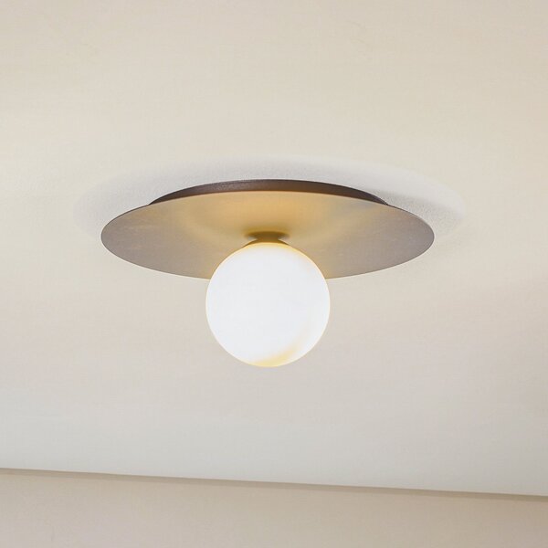 EMIBIG LIGHTING Plachetă plafonieră solară, negru/opal, 1 bec, reglabil, Negru, Camera de zi / sufragerie, Metal, Modern