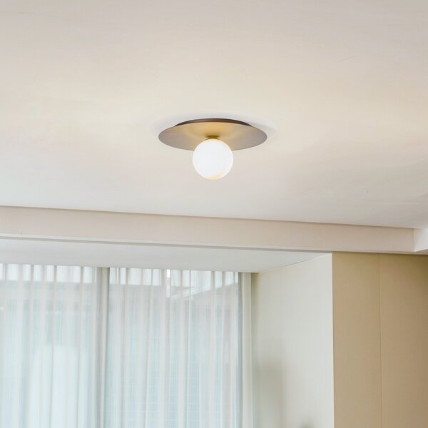 EMIBIG LIGHTING Plachetă plafonieră solară, negru/opal, 1 bec, reglabil, Negru, Camera de zi / sufragerie, Metal, Modern