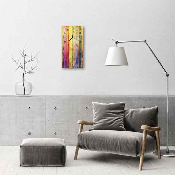 Ceas de perete din sticla vertical Imagine color din lemn