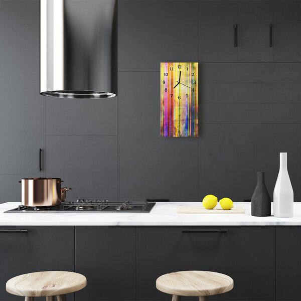 Ceas de perete din sticla vertical Imagine color din lemn