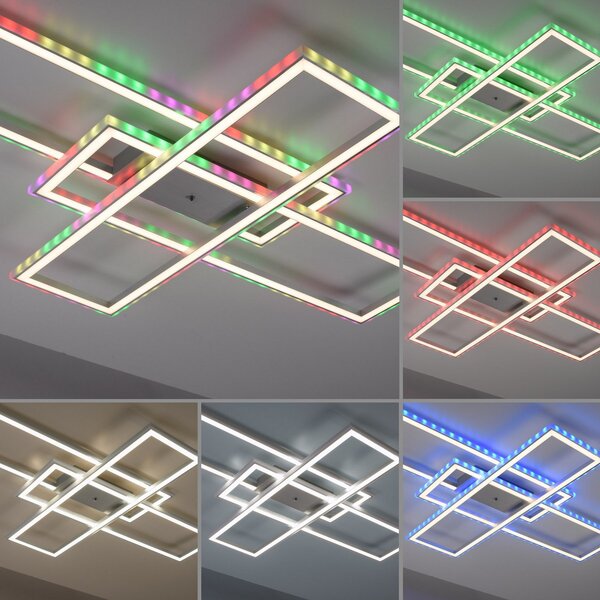 JUST LIGHT. GmbH Plafonieră LED Felix60, 105 cm x 71 cm, reglabil, Metalic, Camera de zi / sufragerie, Metal