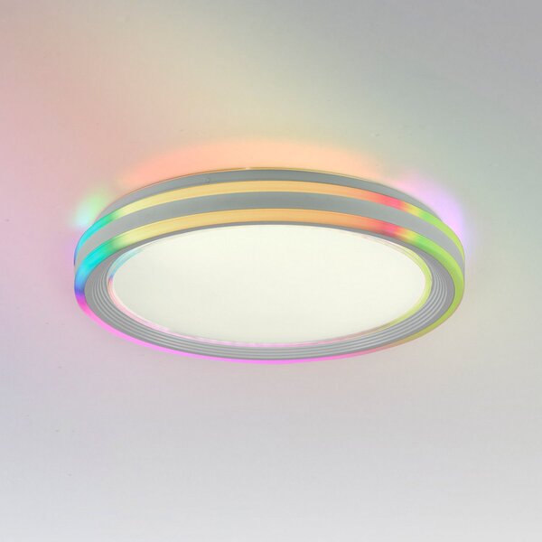 JUST LIGHT. GmbH Plafonieră LED Spheric, CCT, RGB, Ø 48 cm, reglabil, Alb, Camera de zi / sufragerie, Metal, Modern