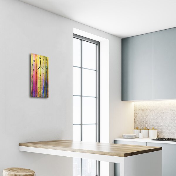 Ceas de perete din sticla vertical Imagine color din lemn