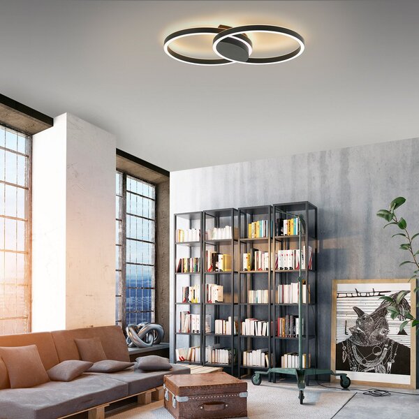 Q-Smart-Home Paul Neuhaus Q-MARKO plafonieră LED 2 srs. rotundă, reglabil, Negru, Camera de zi / sufragerie, Metal, Modern