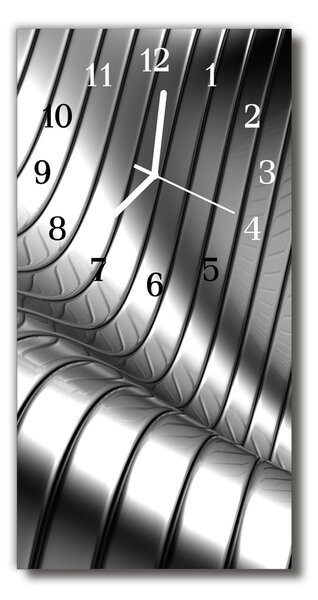Ceas de perete din sticla vertical Wave argintiu metalic metalic