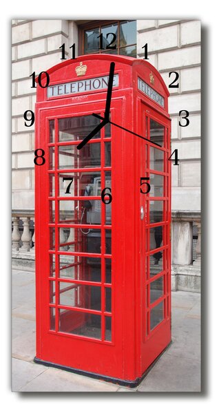 Ceas de perete din sticla vertical Culoare orase telefon cabina