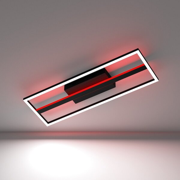 EGLO Plafonieră cu LED-uri Calagrano-Z ZigBee RGB/CCT 64x22cm, reglabil, Negru, Camera de zi / sufragerie, Metal, Modern