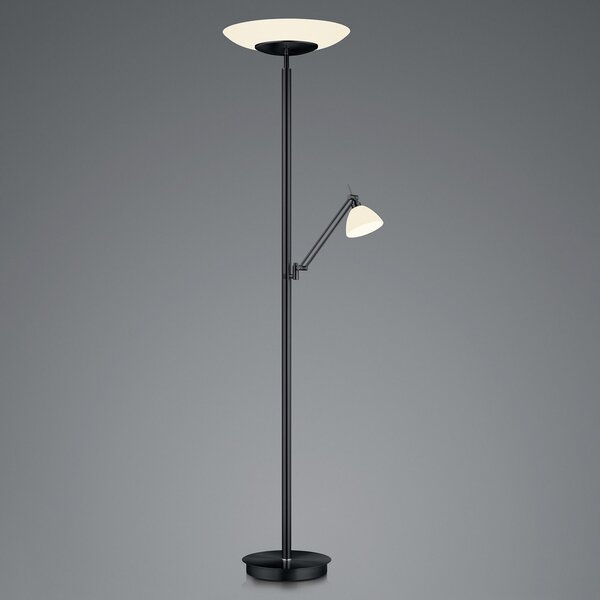 HELL Lampadar LED Findus, cu 2 becuri, negru/alb, sticlă, reglabil, Negru, Camera de zi / sufragerie, Metal, Modern